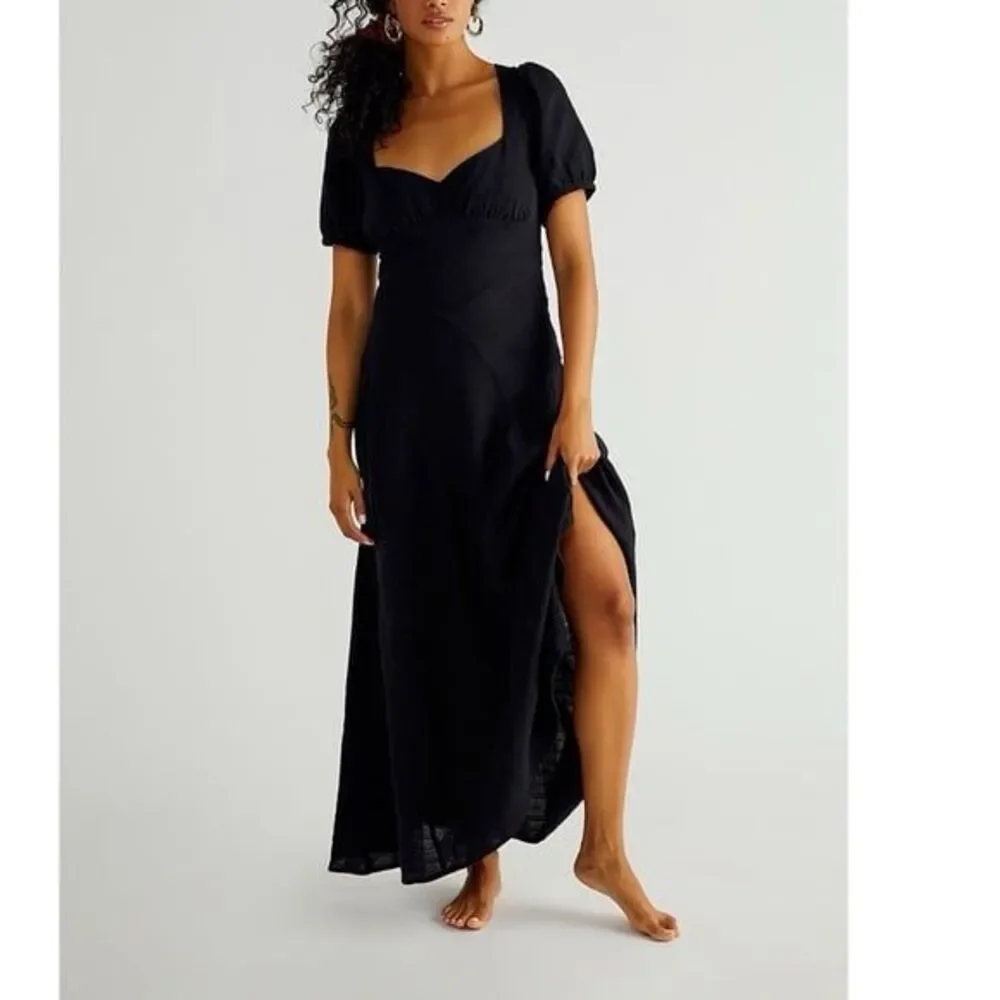 NWT Free People Endless Summer Catch The Light Sweetheart Puff Sleeve MIDI Dress - Picture 1 of 5